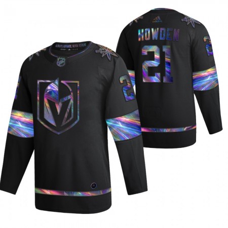Vegas Golden Knights Brett Howden 21 2021-22 Iriserend holografisch Zwart Authentic Shirt - Mannen
